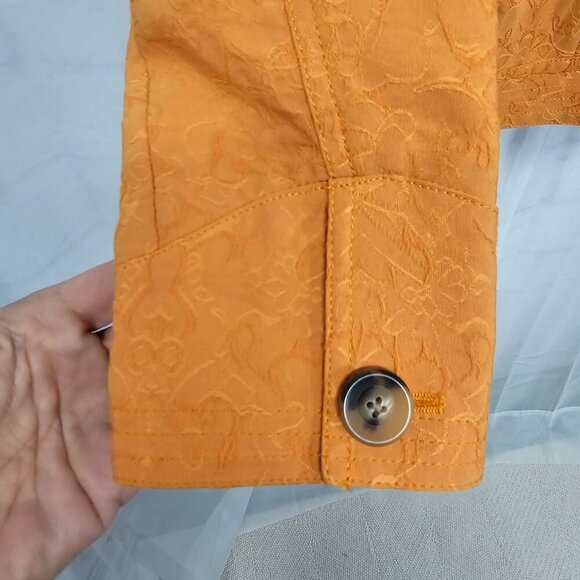 Coldwater Creek Orange Floral Embroidered Jacket Boho 16 - Picture 5 of 14